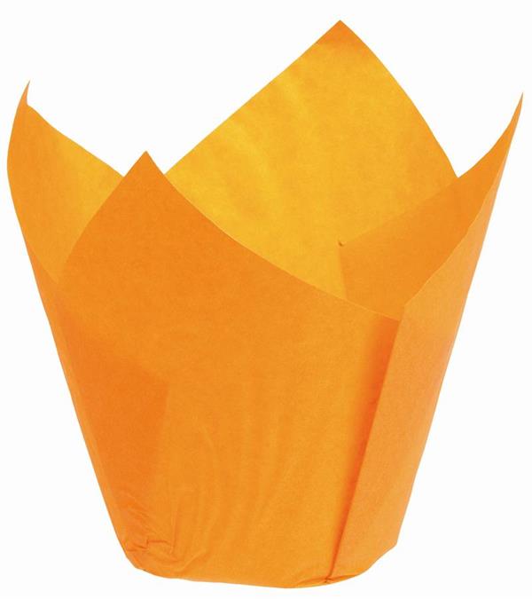 Tulipanformede muffinforme, orange, 25 stk